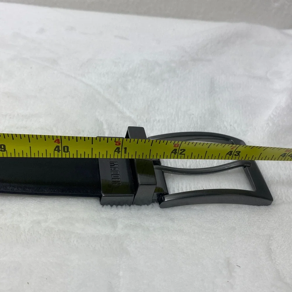 Steve Madden Mens Dressy Leather Belt Black Gunmetal‎ Buckle Size 36
